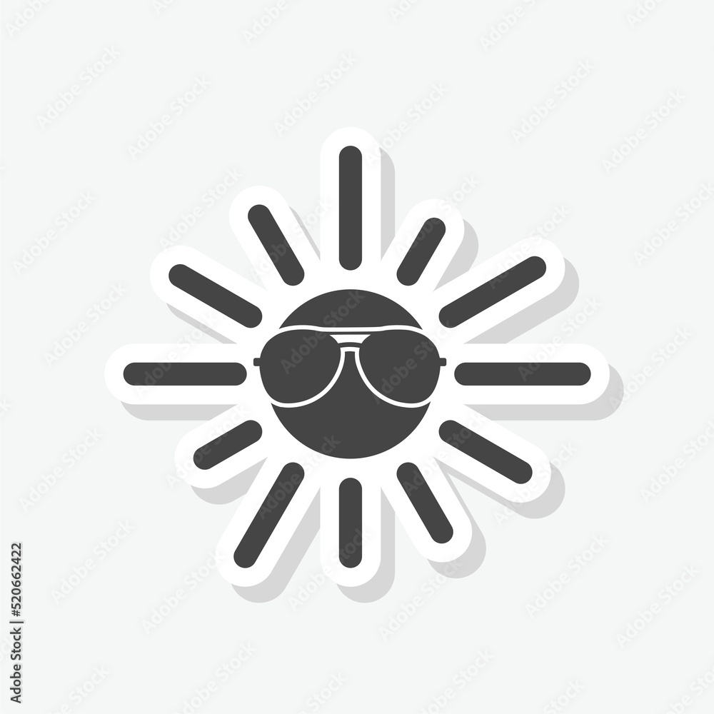 Sun in sunglasses icon sticker Sun in sunglasses icon sticker