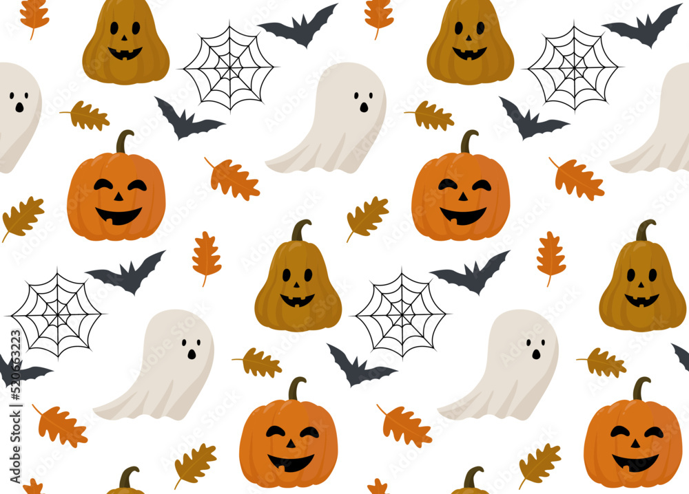 custom made wallpaper toronto digitalHalloween Seamless Pattern. Ghost and Pumpkin Floral Cartoon Seamless Pattern