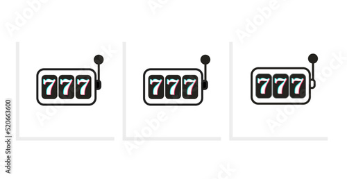 seven on slot machine vector illustration set
