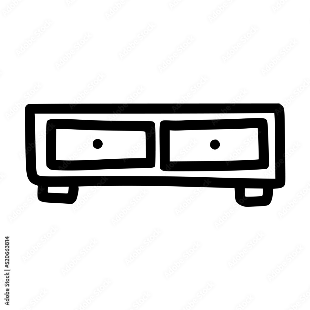 simple drawer with double storage hand drawn doodle outline vector template illustration simple drawer with double storage hand drawn doodle outline vector template illustration