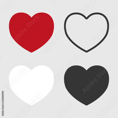 Collection of hearts, love symbol icons set vector illustration design isolated
