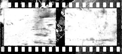 Grunge Filmstrip Border Frame . Film  photo strip. Camera roll vintage design .Photo Album. Grunge effect .Vector