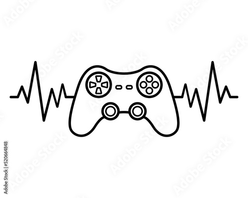 Heartbeat game controller. Console icon. Vector illustration