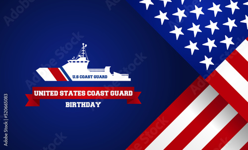 Happy birthday United States Coast Guard theme vector illustration. Suitable for Poster, Banners, background and greeting card. 