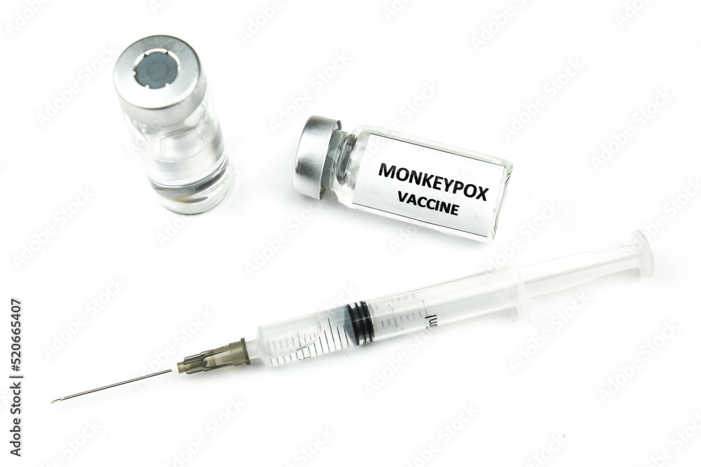 Vials and syringe filled with Monkeypox vaccine Vials and syringe filled with Monkeypox vaccine