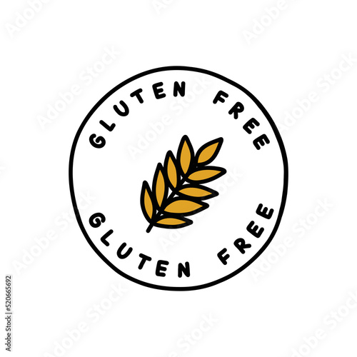 gluten free sticker doodle icon, vector color line illustration