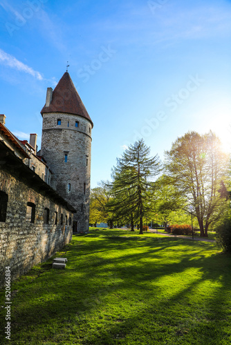 City wall and Solting Tower in Old Town Tallinn 