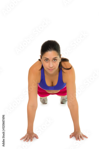 Hispanic female in plank position