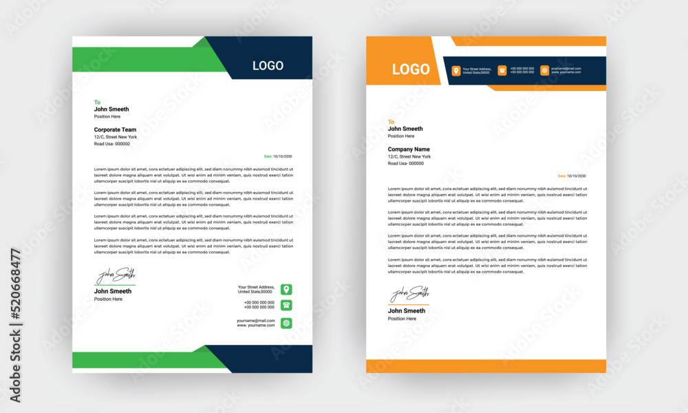 Professional business style letterhead template design