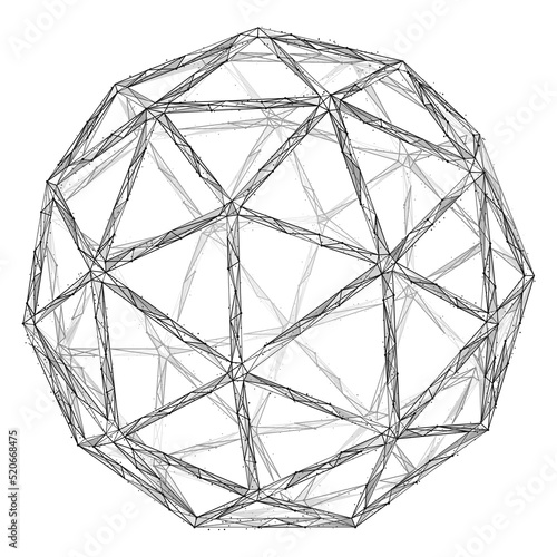 A polyhedral geometric figure. Polygonal construction of lines and points.