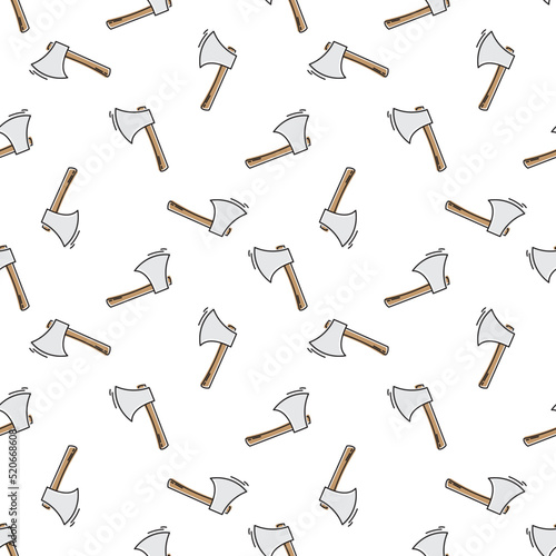 Firefighter axe pattern repeat seamless in cute doodle style for any design. Vector geometric illustration.