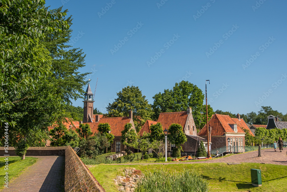 Enkhuizen, Netherlands, June 2022. The old fishermen's cottages at the Zuiderzee Museum in Enkhuizen.