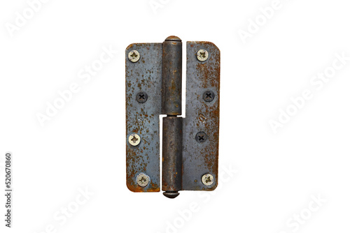rusty metal hinge. Door hinge on a white background photo