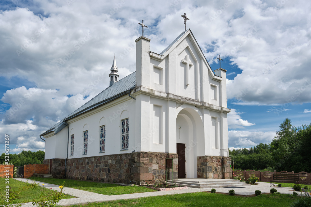 Old ancient catholic church of the Body of God, Kroshin, Baranovichi district, Brest region, Belarus.