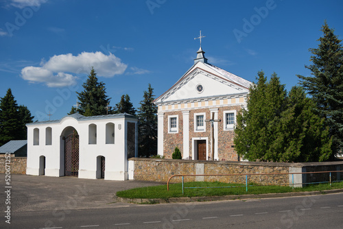 Old ancient catholic temple of St Michael the Archangel in Porozovo, Grodno region, Belarus.