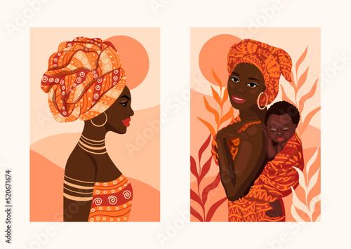 Beautiful ethnic African woman vector illustration posters