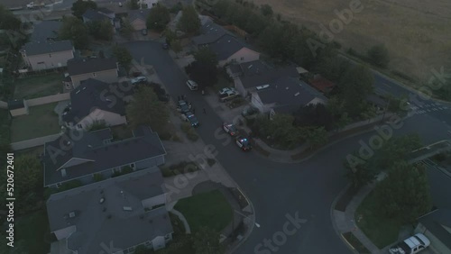 Aerial shot of police with their top blinkers turned on