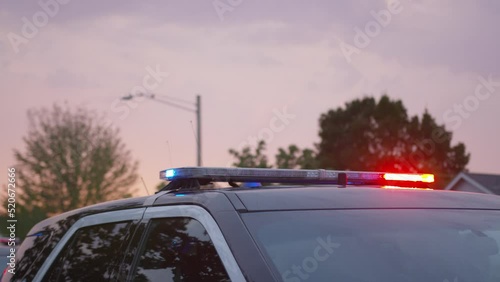 Top light blinkers on a police mobile