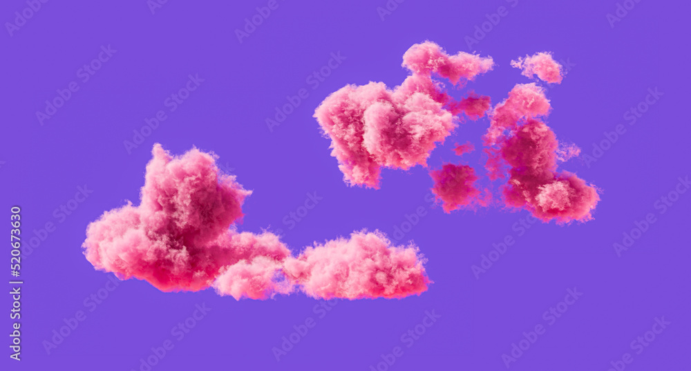 Pink clouds, romantic soft cloud formations, 3d rendering Pink clouds, romantic soft cloud formations, 3d rendering