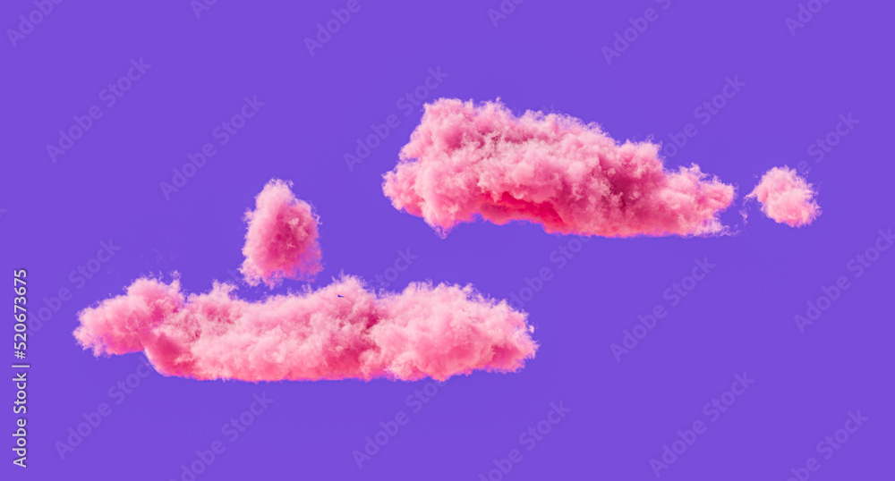 Fototapeta premium Pink clouds, romantic soft cloud formations, 3d rendering
