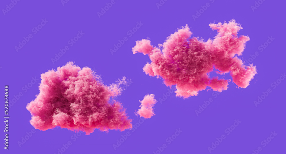 Pink clouds, romantic soft cloud formations, 3d rendering Pink clouds, romantic soft cloud formations, 3d rendering