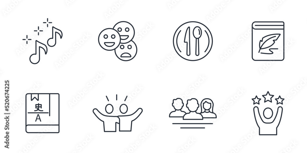 Culture icons set . Culture pack symbol vector elements for infographic web
