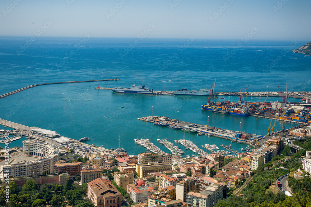 View of the seaport of Salerno
