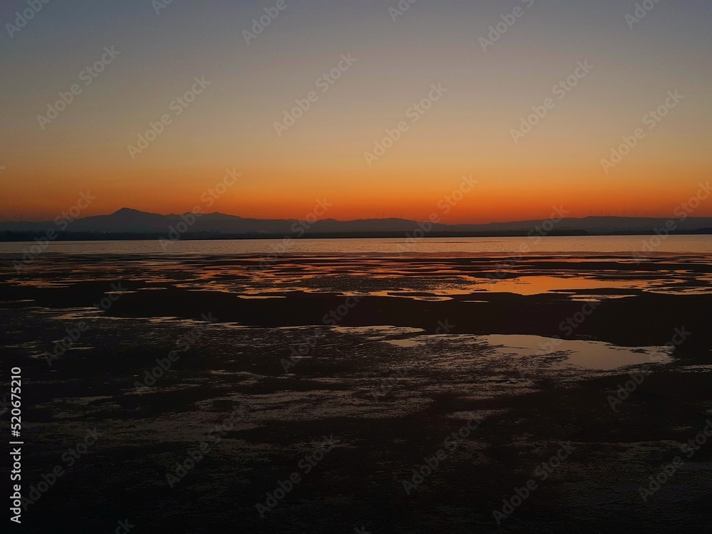 sunset over the salt lake