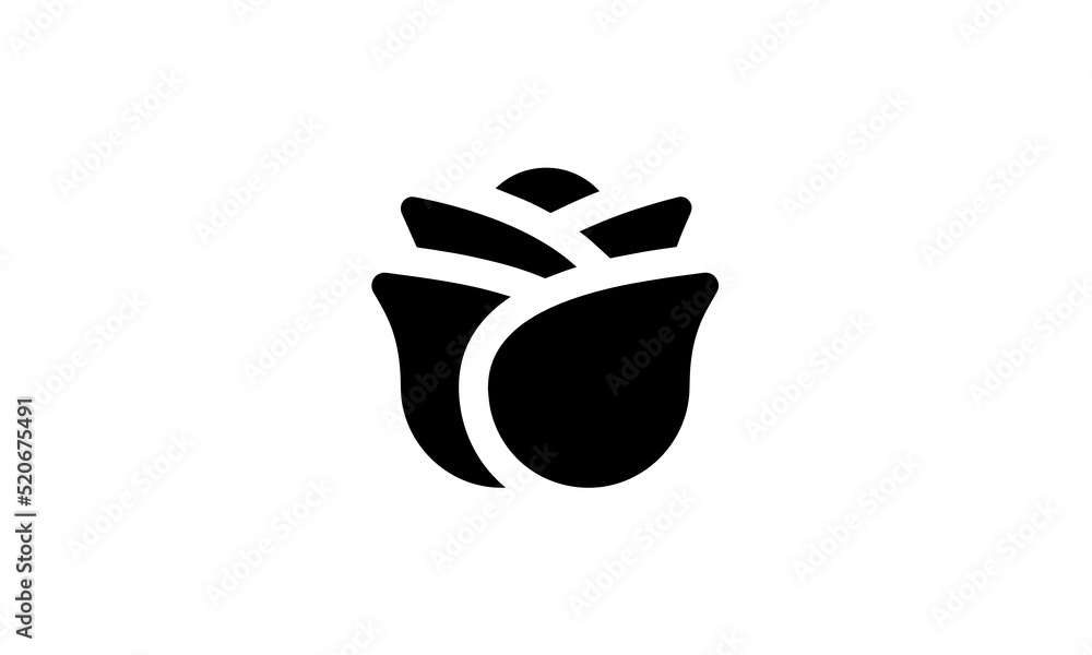 Obraz premium rose vector icon simple black and white eps 8