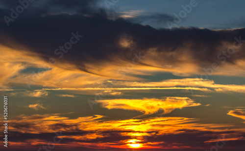 colorful sunset with brightly colored clouds