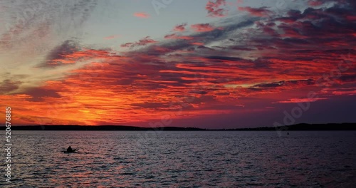A wonderful sea view. Sunset and sunlight reflected in the sea. best sunrise shot Sunset on a romantic scene 4K Timelapse