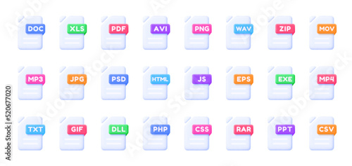 Files set in 3d style. Vector illustration design
