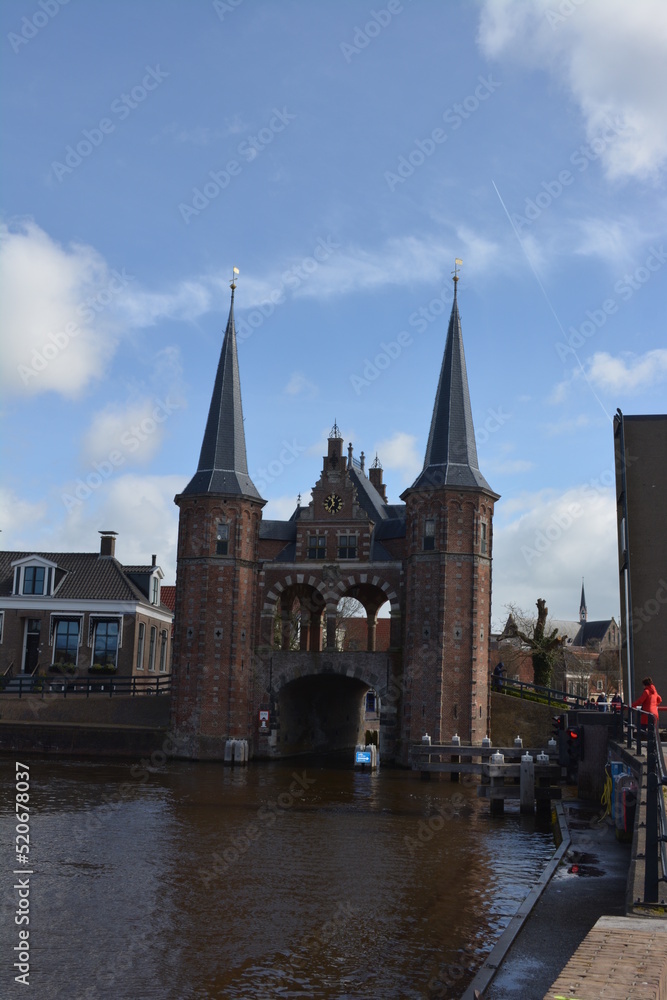 A view on beautiful architecture of Sneek, Netherlands. 