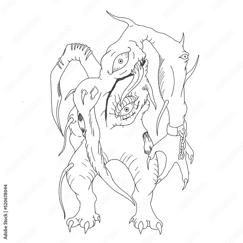 Obraz premium very scary monster with claws and tentacles