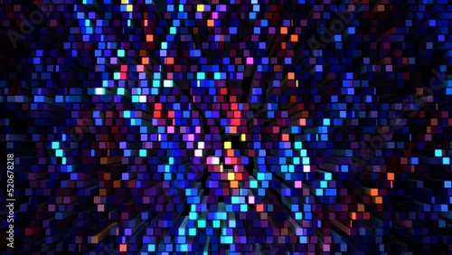 Wallpaper Mural Animated scoreboard background. Chaotically moving pistons. Fire and ice. Glowing 3d rectangles. Musical wave. Mechanical blocks. Puzzle, mosaic. Screensaver games, presentations, business, intro. 4k Torontodigital.ca