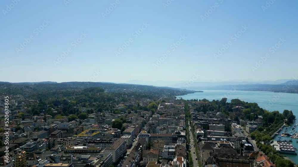 Flight over the city of Zurich Switzerland and Lake Zurich - travel photography Flight over the city of Zurich Switzerland and Lake Zurich - travel photography