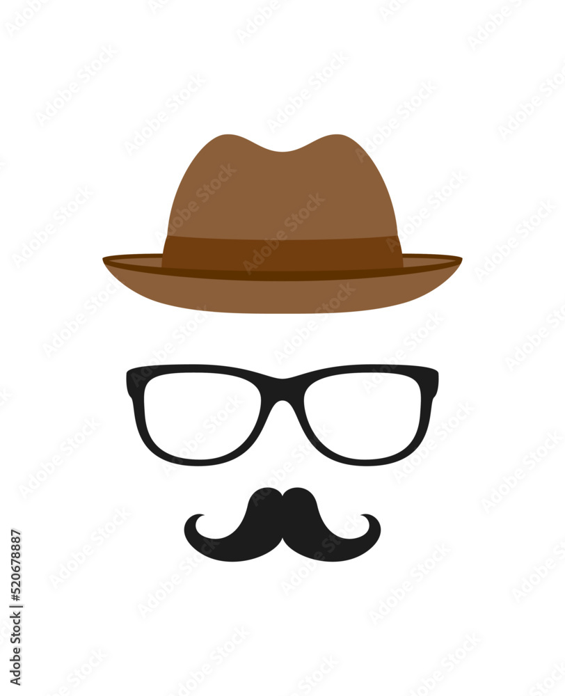 Mustache, Hat, and Glasses isolated on white background Mustache, Hat, and Glasses isolated on white background