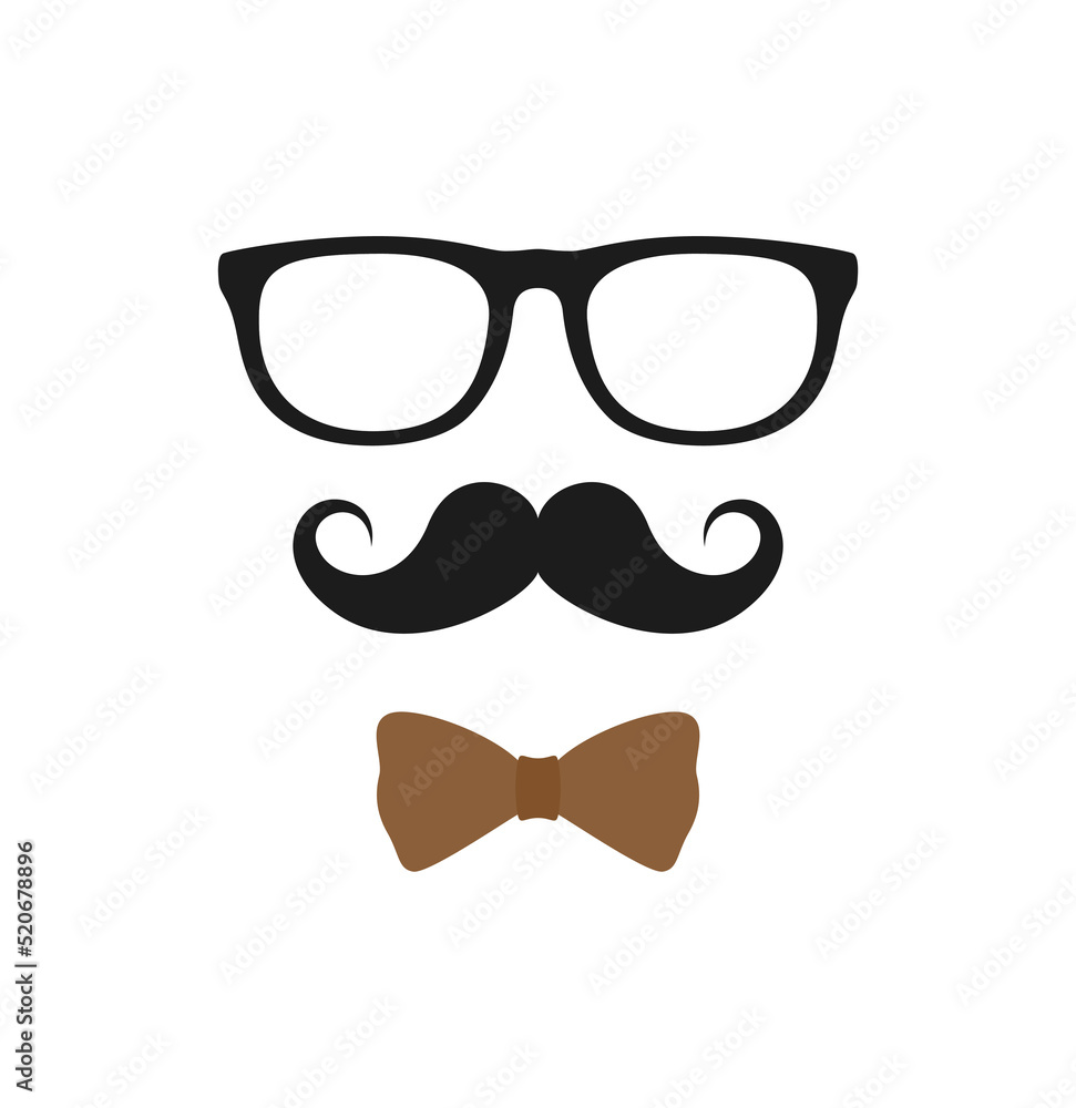 Mustache, Bow Tie, and Glasses isolated on white background Mustache, Bow Tie, and Glasses isolated on white background