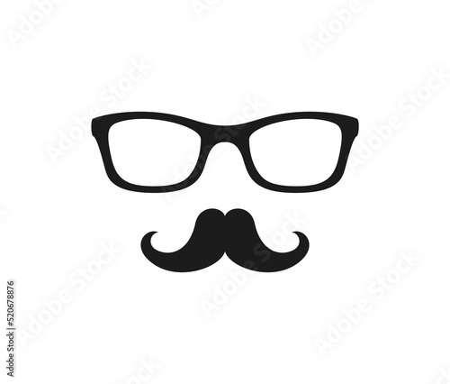 Mustache and Glasses isolated on white background