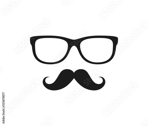 Mustache and Glasses isolated on white background