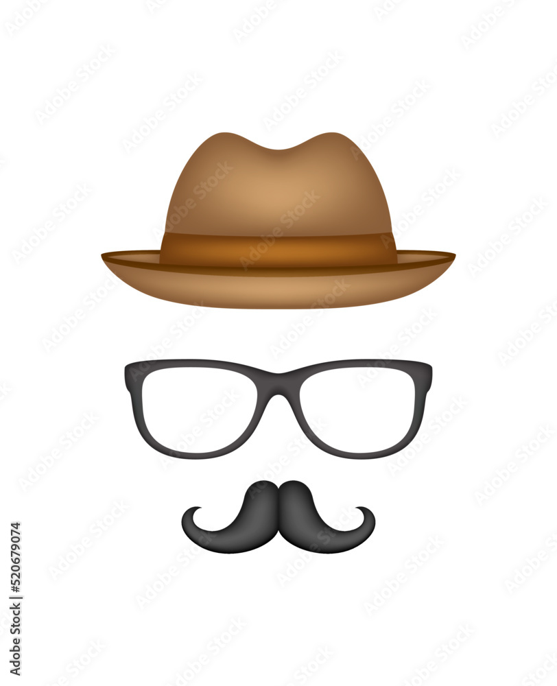 Mustache, Hat, and Glasses isolated on white background Mustache, Hat, and Glasses isolated on white background