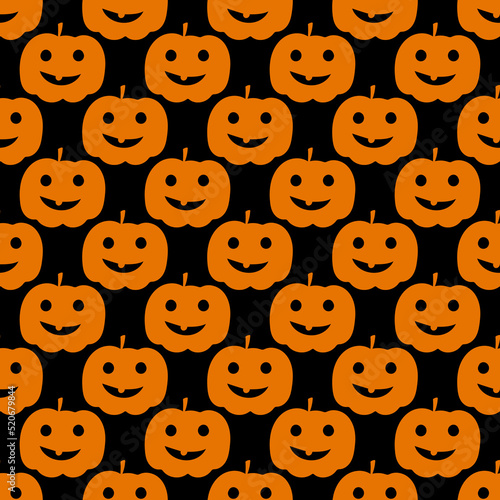 Seamless pattern with cute pumpkins. Decorative Halloween background in modern minimalists style. Vector illustration. 