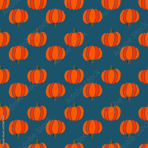 Seamless pattern with bright pumpkins. Traditional Halloween background graphic design. Vector illustration. 