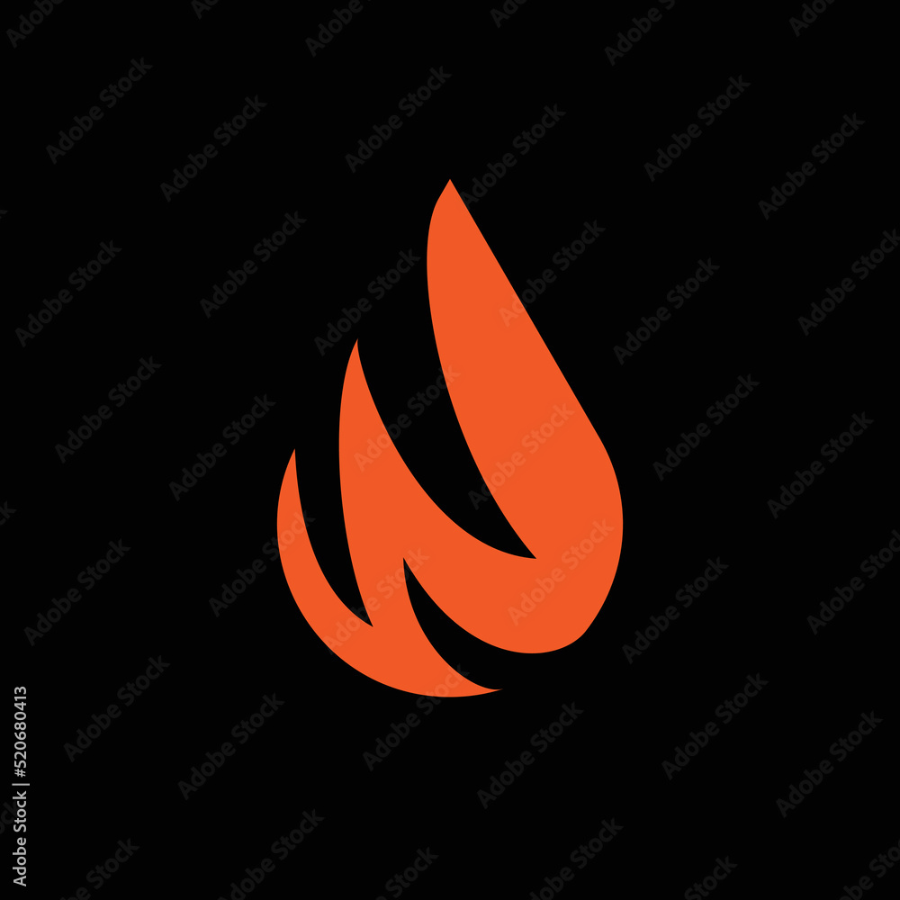 Oil fuel fire drop. Vector illustration. 2d flat. Black background