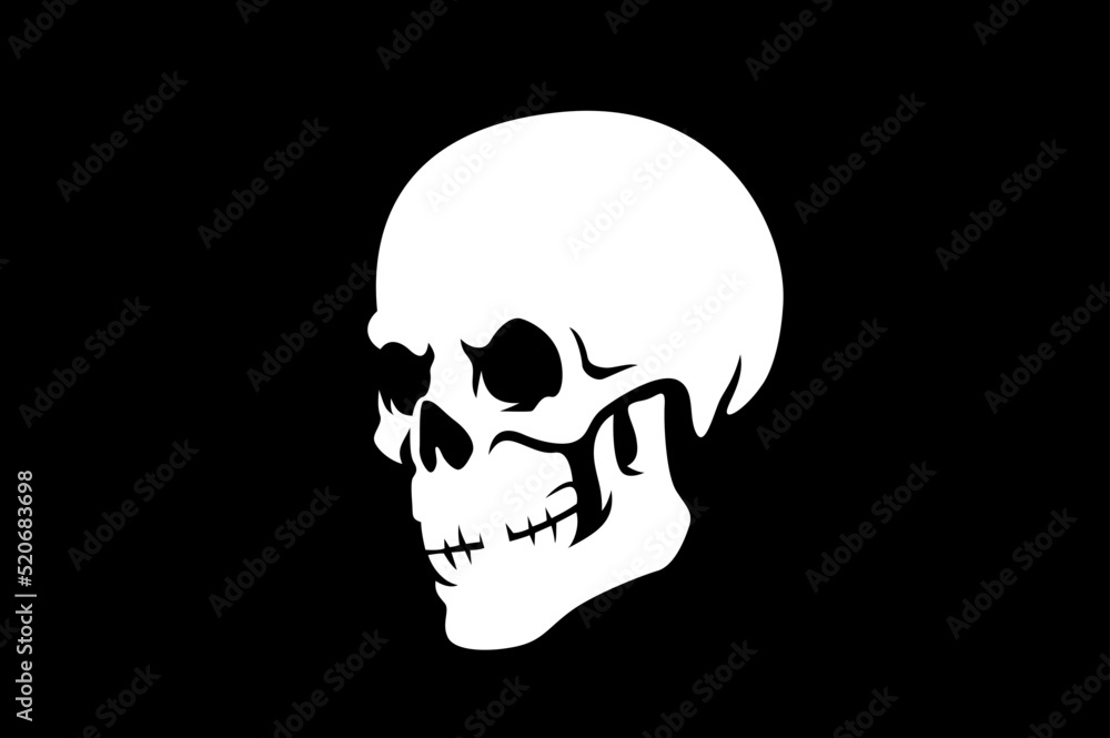 Illustration of Angry Skull on Black Background