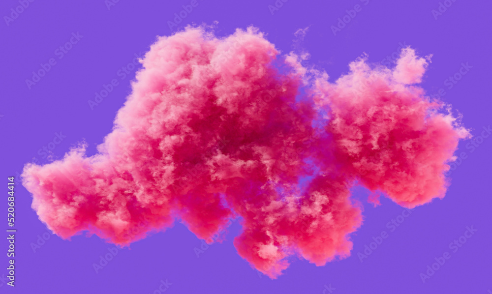Fototapeta premium Single pink cloud formation, romantic soft cloud, 3d rendering