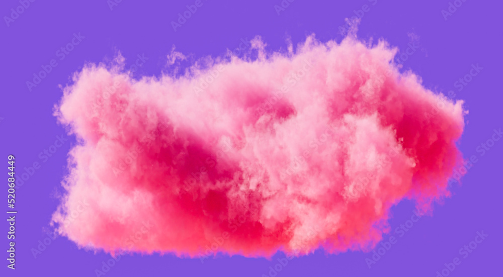 Fototapeta premium Single pink cloud formation, romantic soft cloud, 3d rendering