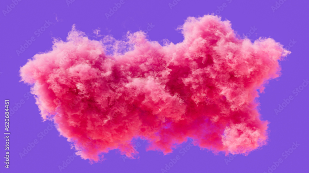 Fototapeta premium Single pink cloud formation, romantic soft cloud, 3d rendering