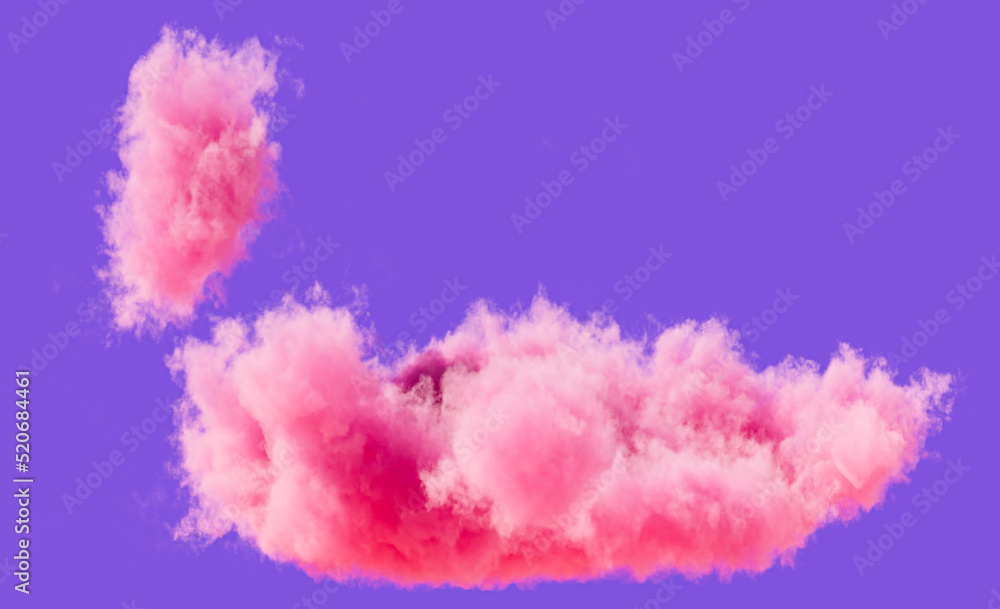 Fototapeta premium Single pink cloud formation, romantic soft cloud, 3d rendering