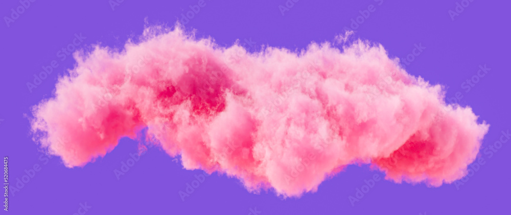 Fototapeta premium Single pink cloud formation, romantic soft cloud, 3d rendering